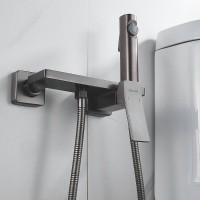 Гигиенический душ Shevanik S6105T-1, со смесителем, вороненая сталь, gunmetal