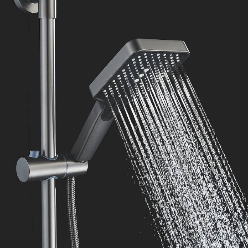 Душевая система Shevanik S6136T, вороненая сталь, gunmetal
