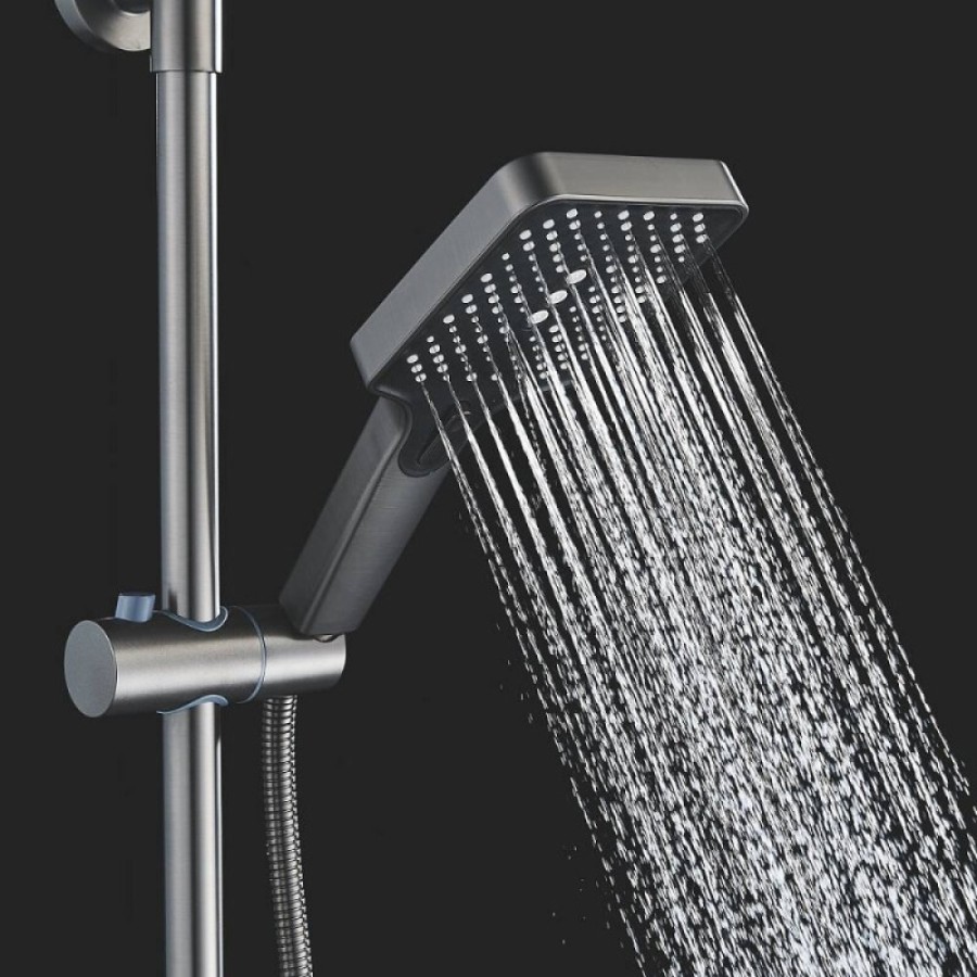 Душевая система Shevanik S6136T, вороненая сталь, gunmetal