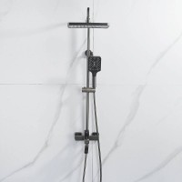 Душевая система Shevanik S6136T, вороненая сталь, gunmetal