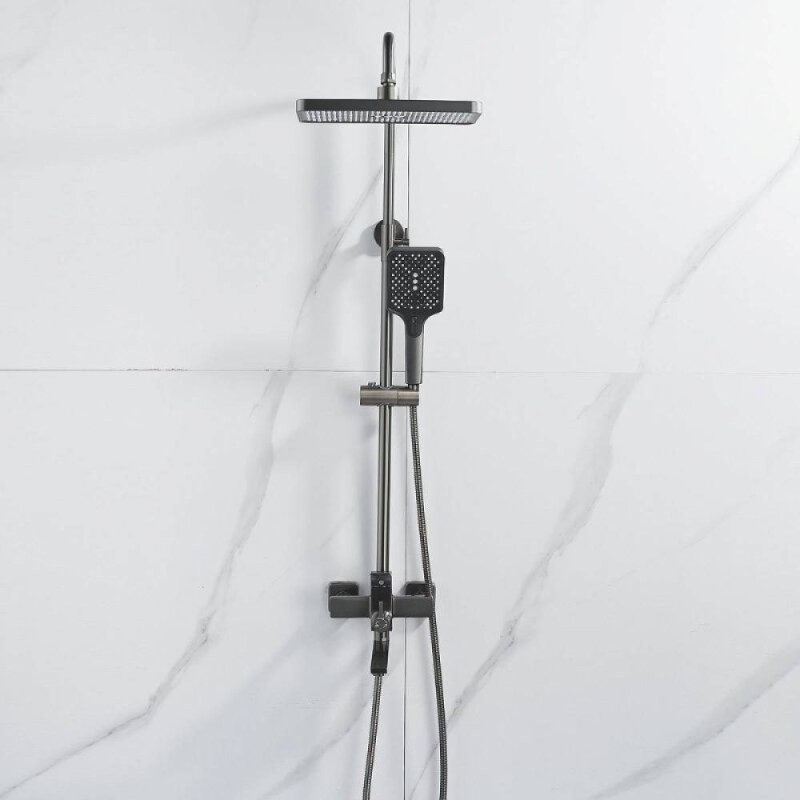 Душевая система Shevanik S6136T, вороненая сталь, gunmetal