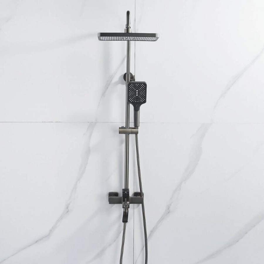 Душевая система Shevanik S6136T, вороненая сталь, gunmetal