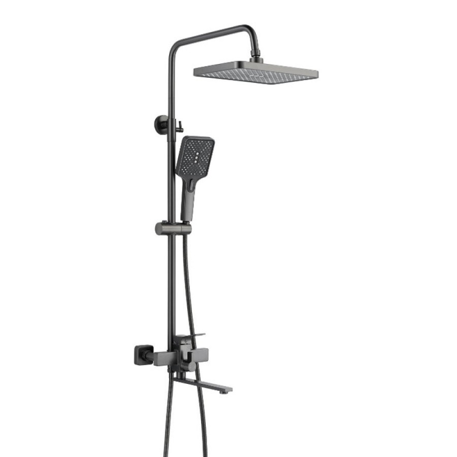 Душевая система Shevanik S6136T, вороненая сталь, gunmetal
