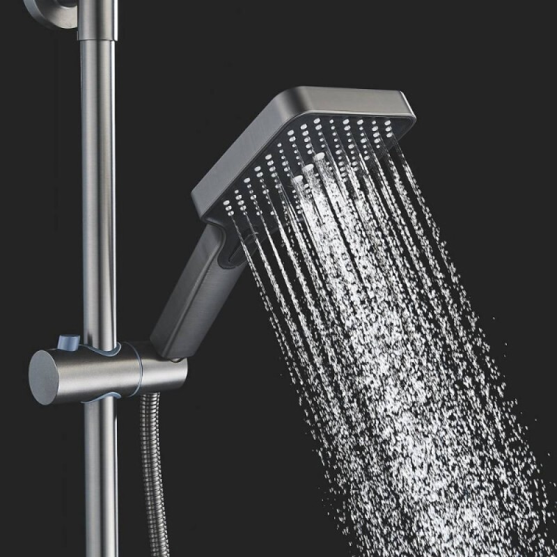 Душевая система Shevanik S6136T, вороненая сталь, gunmetal