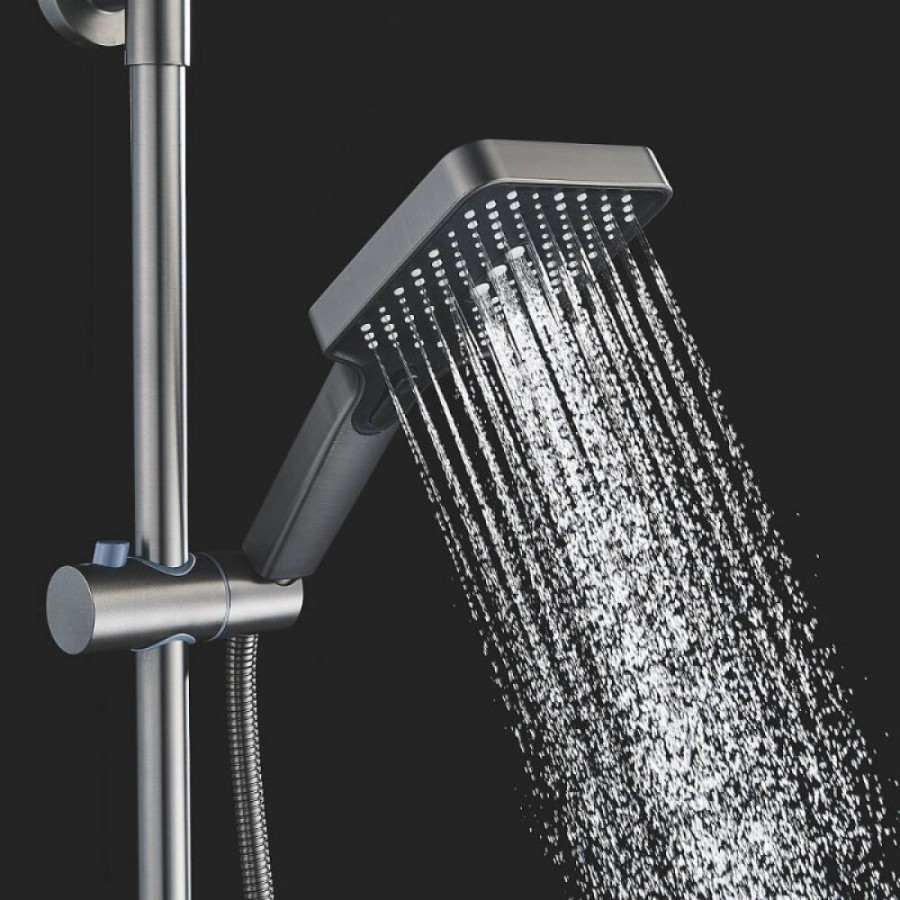 Душевая система Shevanik S6136T, вороненая сталь, gunmetal