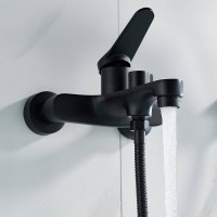 Смеситель для ванны и душа Shevanik S6202H, с душевым гарнитуром, цвет черный матовый