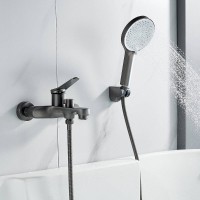 Смеситель для ванны и душа Shevanik S6202T, с душевым гарнитуром, вороненая сталь, gunmetal