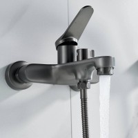 Смеситель для ванны и душа Shevanik S6202T, с душевым гарнитуром, вороненая сталь, gunmetal