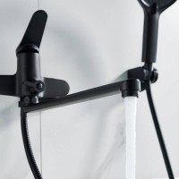 Смеситель для ванны и душа Shevanik S6222H, с душевым гарнитуром, цвет черный матовый