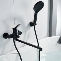 Смеситель для ванны и душа Shevanik S6222H, с душевым гарнитуром, цвет черный матовый