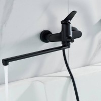 Смеситель для ванны и душа Shevanik S6222H, с душевым гарнитуром, цвет черный матовый