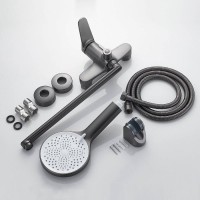 Смеситель для ванны и душа Shevanik S6222T, с душевым гарнитуром, вороненая сталь, gunmetal