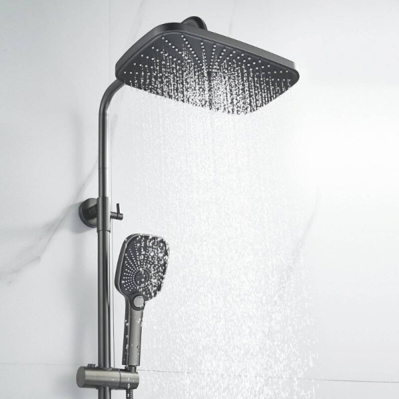Душевая система Shevanik S6236T, вороненая сталь, gunmetal