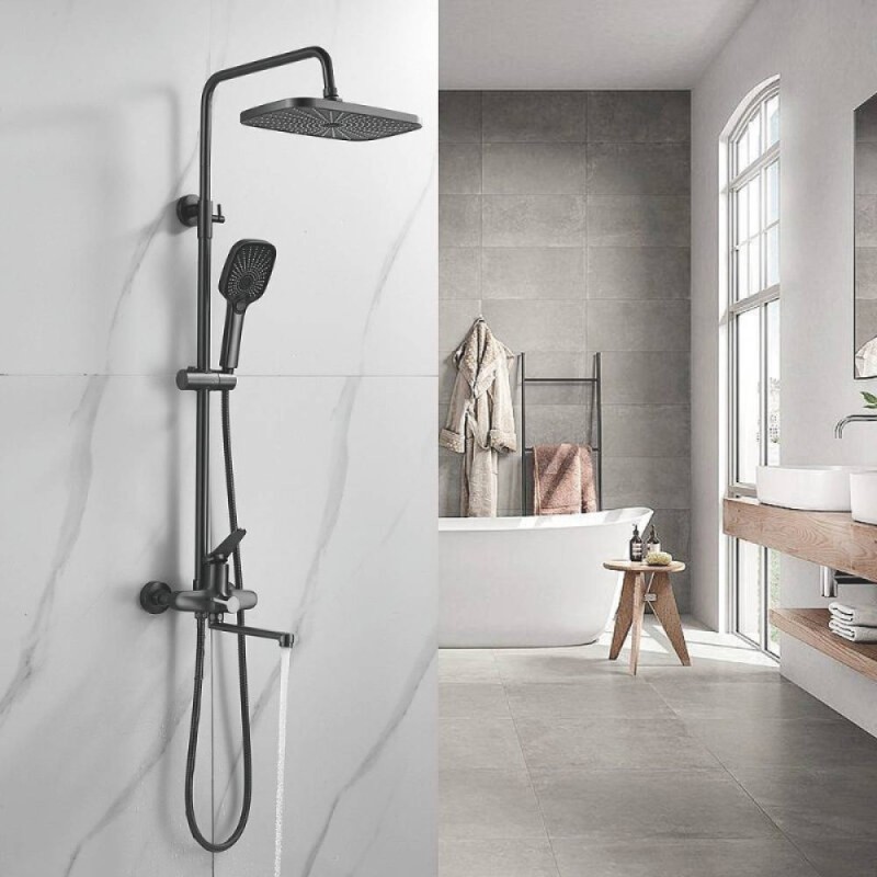 Душевая система Shevanik S6236T, вороненая сталь, gunmetal