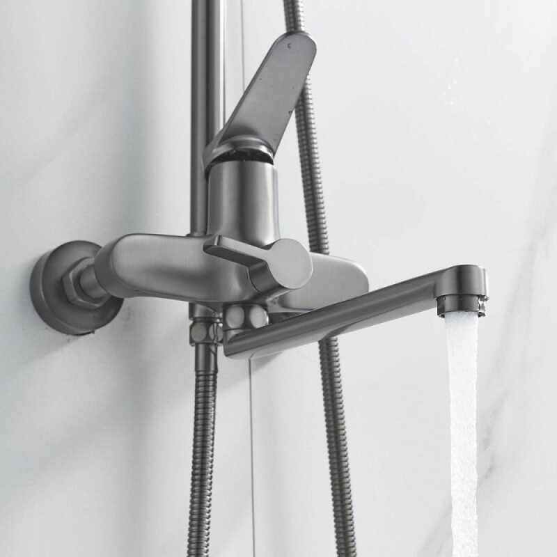 Душевая система Shevanik S6236T, вороненая сталь, gunmetal