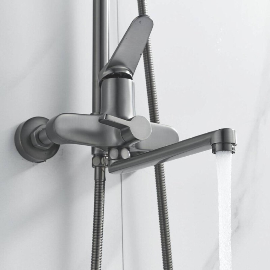 Душевая система Shevanik S6236T, вороненая сталь, gunmetal