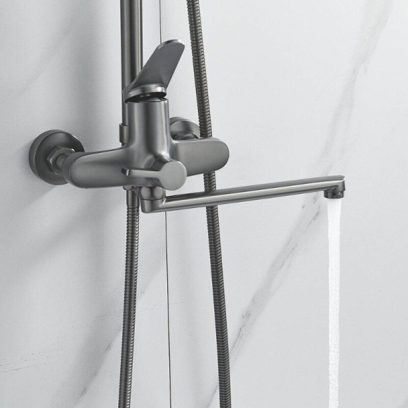 Душевая система Shevanik S6236T, вороненая сталь, gunmetal
