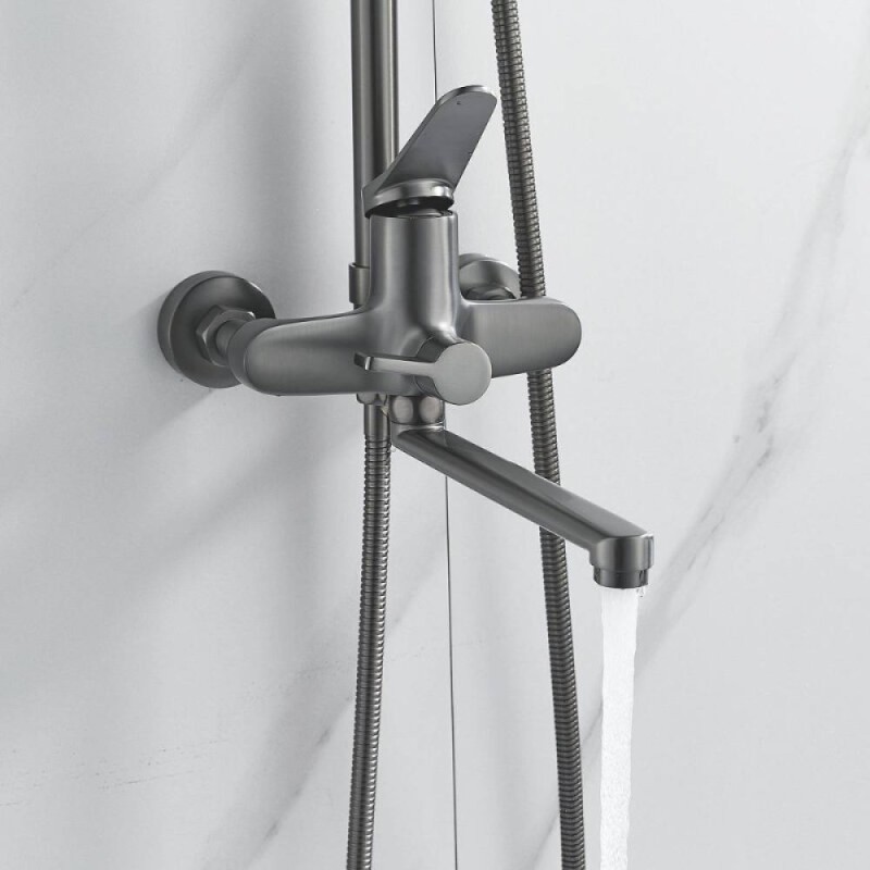 Душевая система Shevanik S6236T, вороненая сталь, gunmetal