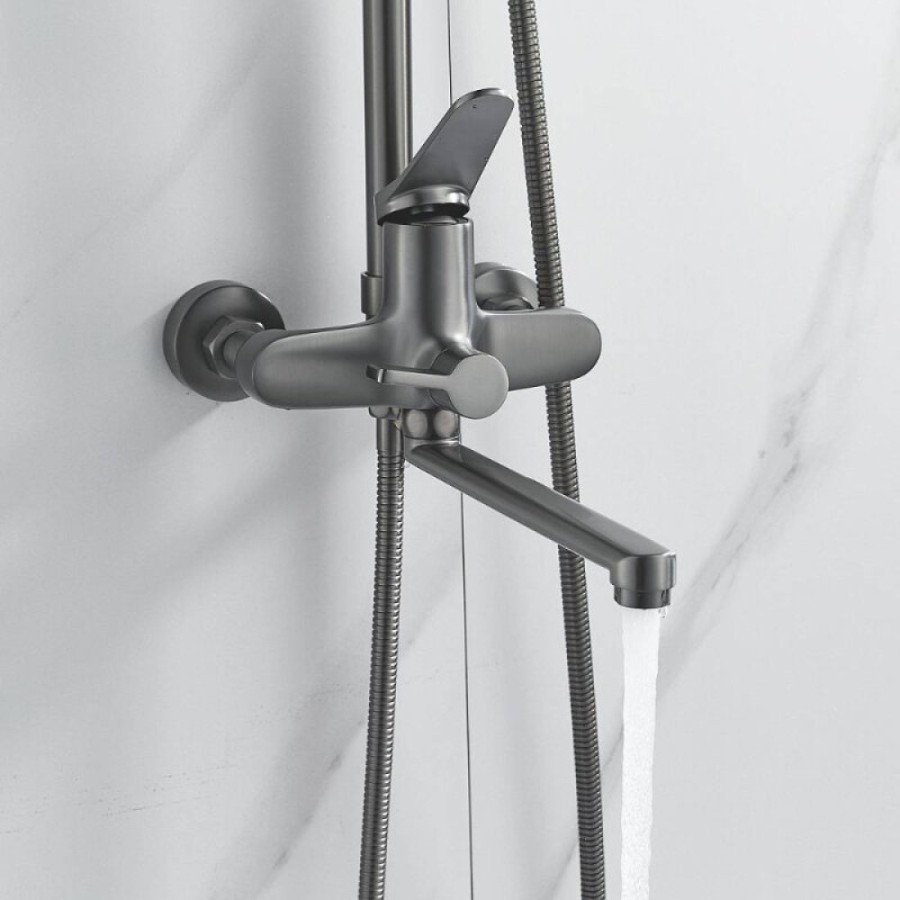 Душевая система Shevanik S6236T, вороненая сталь, gunmetal