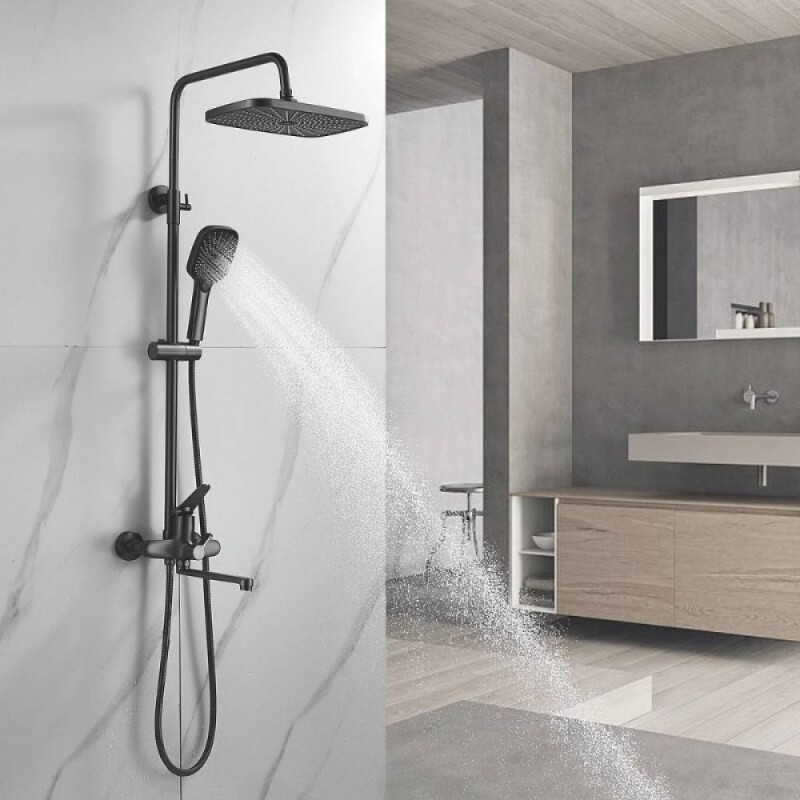 Душевая система Shevanik S6236T, вороненая сталь, gunmetal