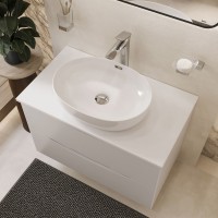 BOND S65-490 Раковина накладная овальная с переливом 49*36*13,5см белая