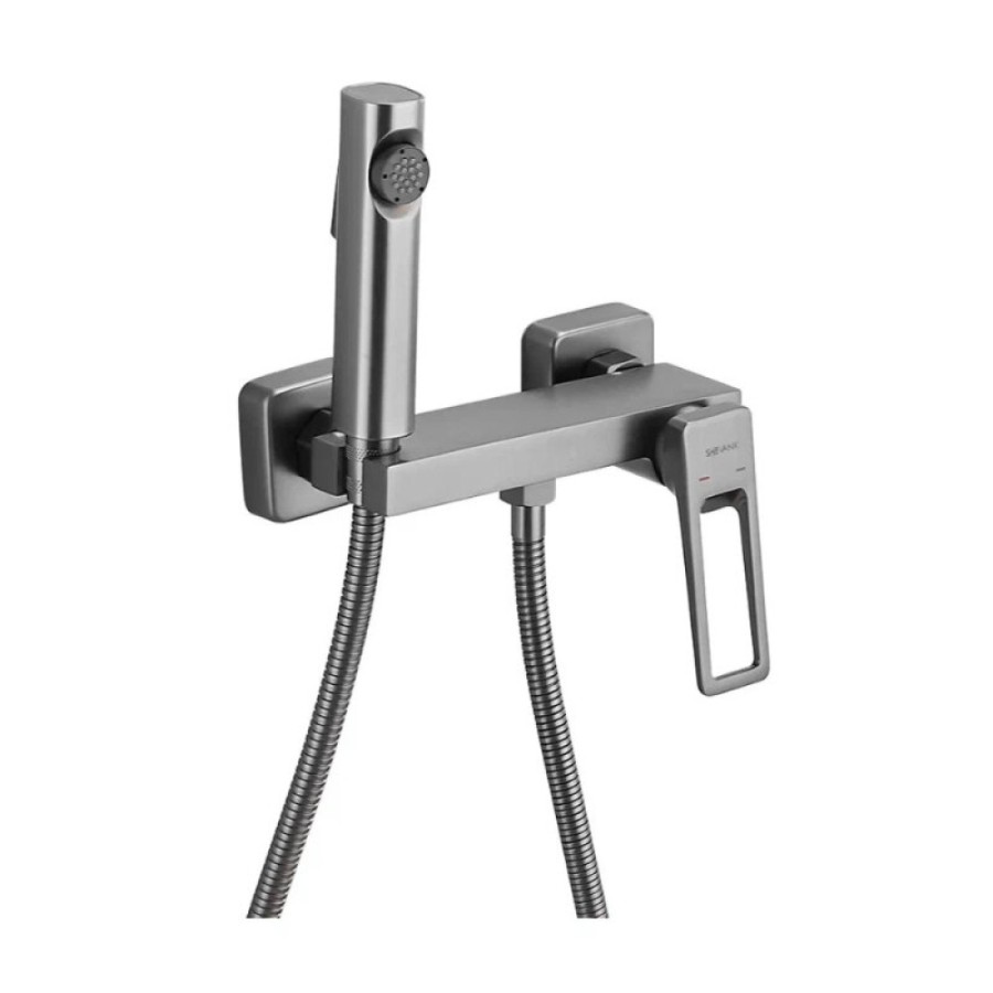 Гигиенический душ Shevanik S6805T-1, со смесителем, вороненая сталь, gunmetal