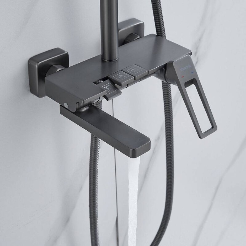 Душевая система Shevanik S6826T, вороненая сталь, gunmetal