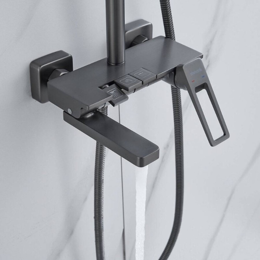 Душевая система Shevanik S6826T, вороненая сталь, gunmetal