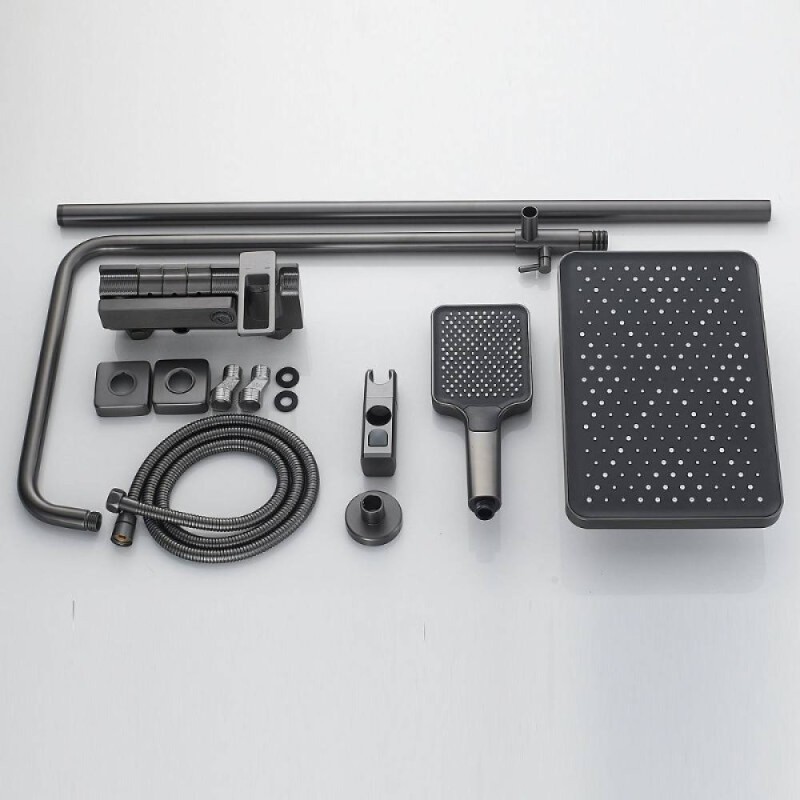 Душевая система Shevanik S6826T, вороненая сталь, gunmetal