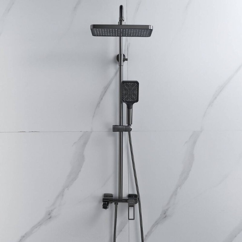 Душевая система Shevanik S6826T, вороненая сталь, gunmetal