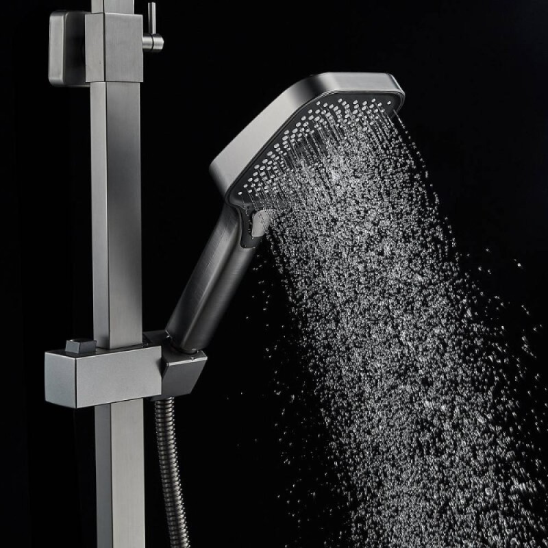 Душевая система Shevanik S7036T, вороненая сталь, gunmetal