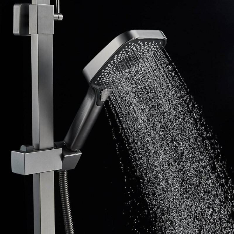 Душевая система Shevanik S7036T, вороненая сталь, gunmetal