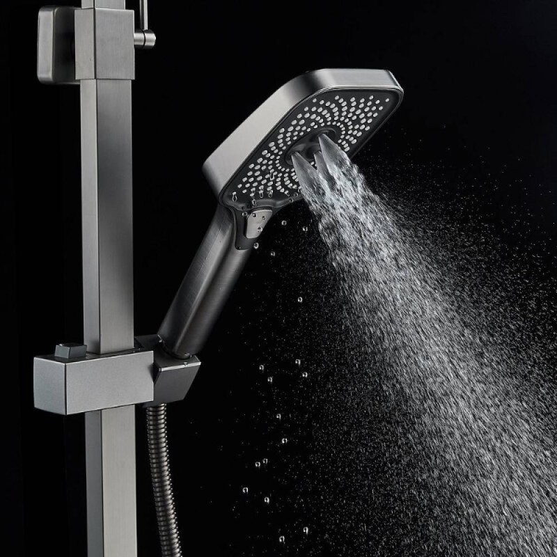 Душевая система Shevanik S7036T, вороненая сталь, gunmetal