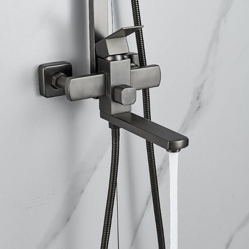Душевая система Shevanik S7036T, вороненая сталь, gunmetal