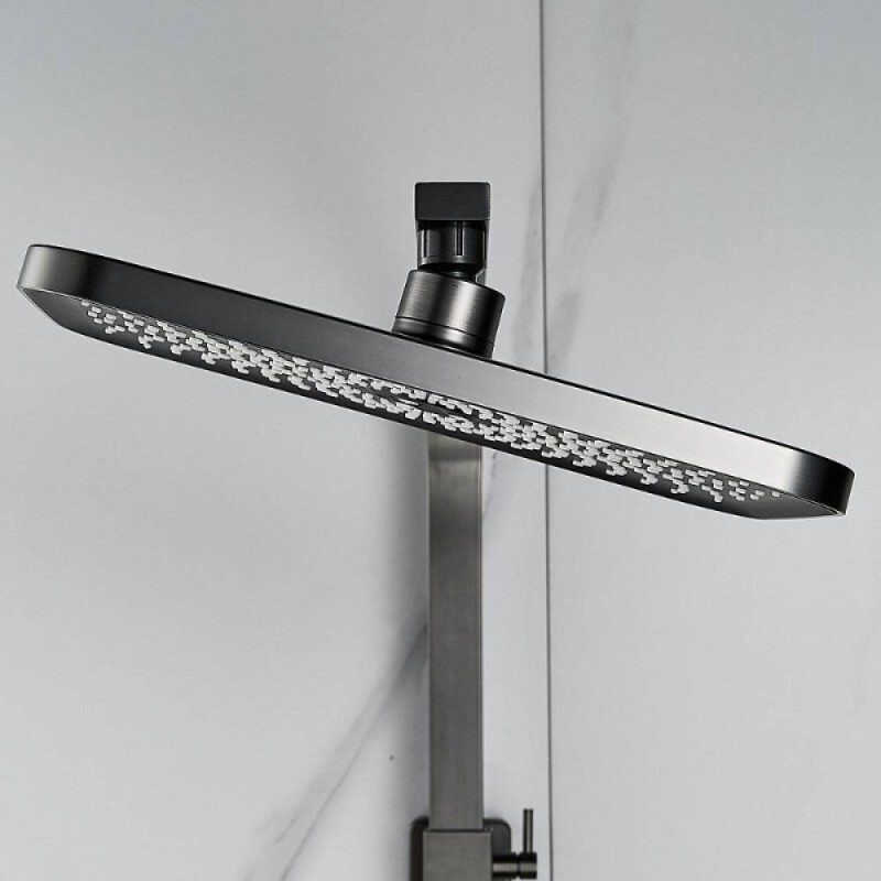 Душевая система Shevanik S7036T, вороненая сталь, gunmetal