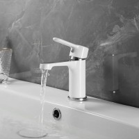 Смеситель для раковины Shevanik S8101F, цвет хром/белый
