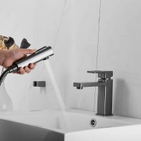Смеситель для раковины с гигиеническим душем Shevanik S8271T, вороненая сталь, gunmetal
