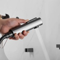 Смеситель для раковины с гигиеническим душем Shevanik S8271T, вороненая сталь, gunmetal