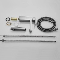 Смеситель для раковины с гигиеническим душем Shevanik S8271T, вороненая сталь, gunmetal