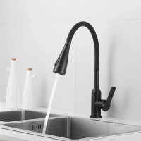 Смеситель для кухонной мойки Shevanik S843H-3, с гибким изливом, цвет черный матовый