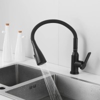 Смеситель для кухонной мойки Shevanik S843H-3, с гибким изливом, цвет черный матовый