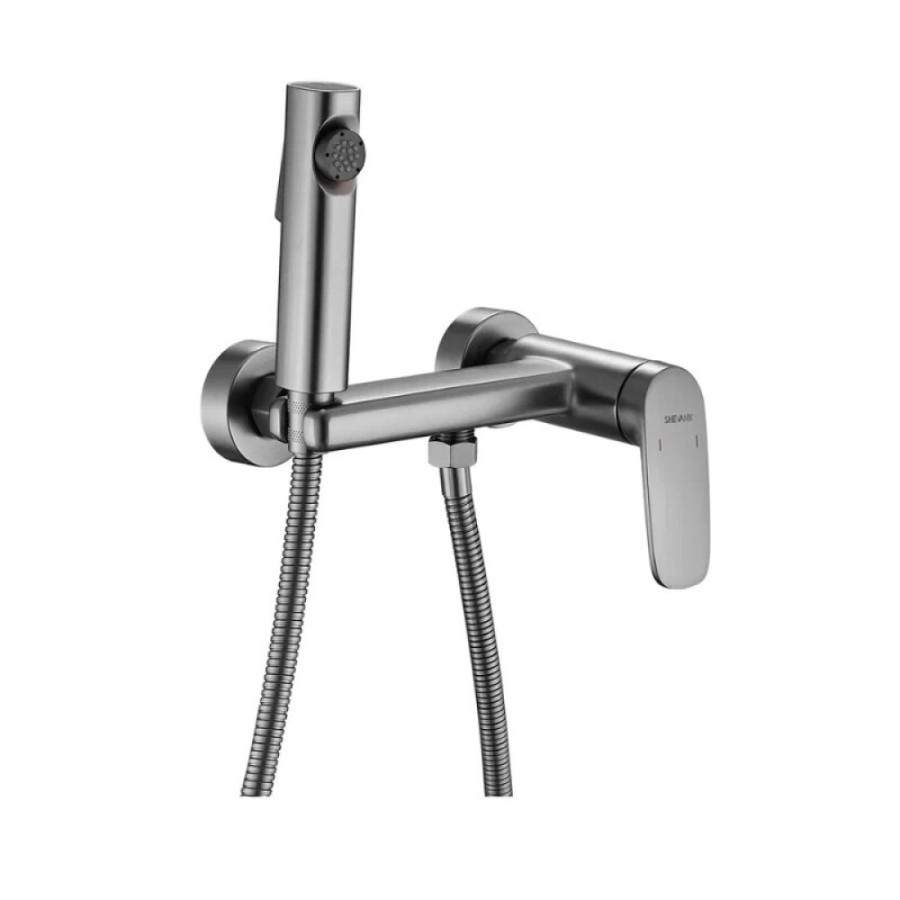 Гигиенический душ Shevanik S8505T-1, со смесителем, вороненая сталь, gunmetal