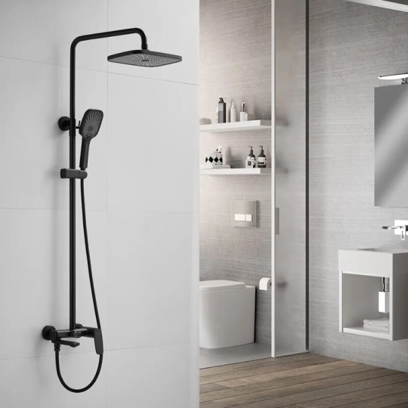 Душевая система Shevanik S8536H, цвет черный матовый