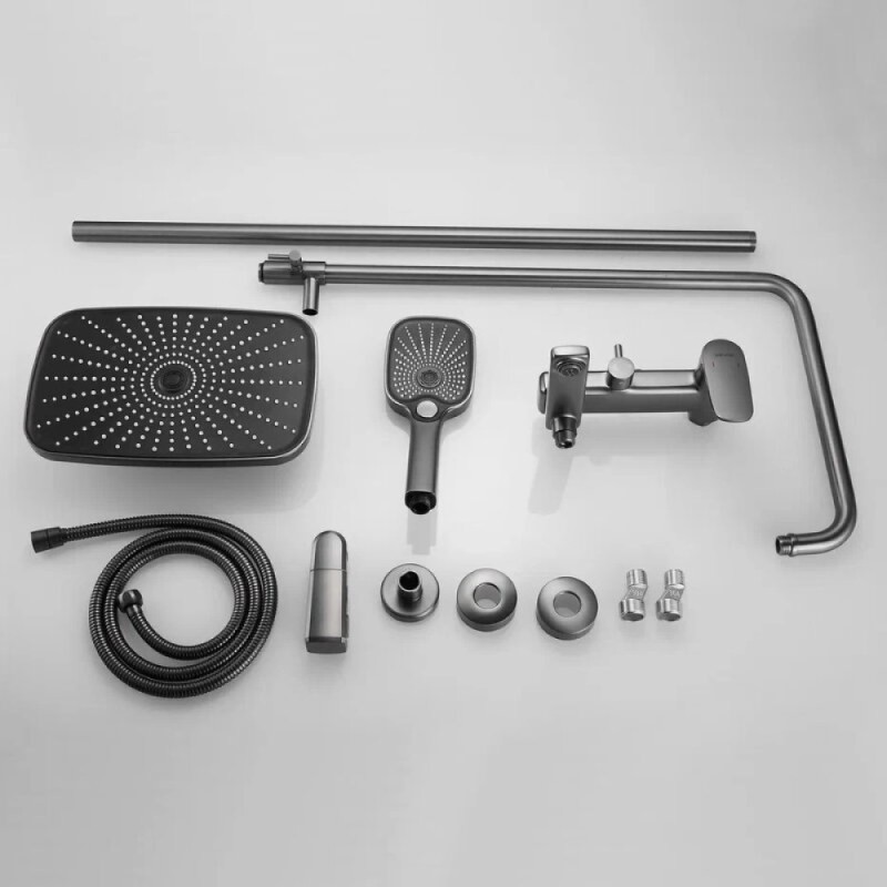 Душевая система Shevanik S8536T, вороненая сталь, gunmetal