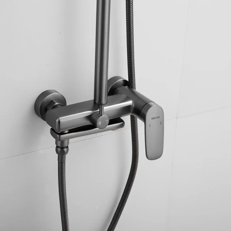 Душевая система Shevanik S8536T, вороненая сталь, gunmetal
