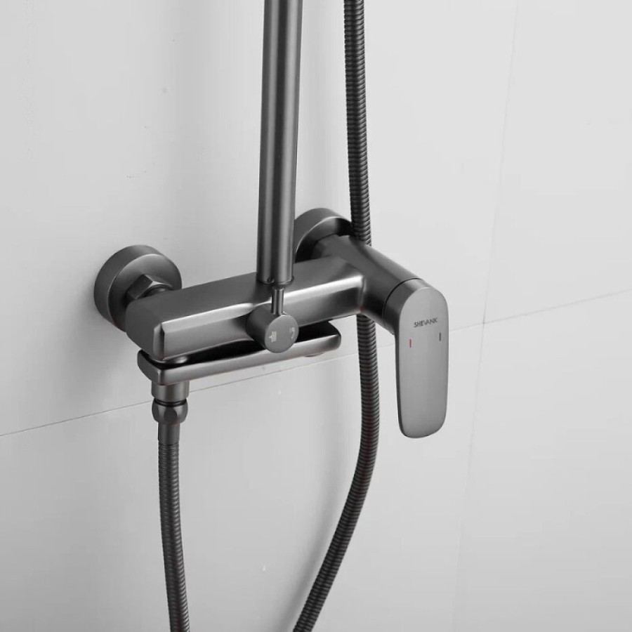 Душевая система Shevanik S8536T, вороненая сталь, gunmetal