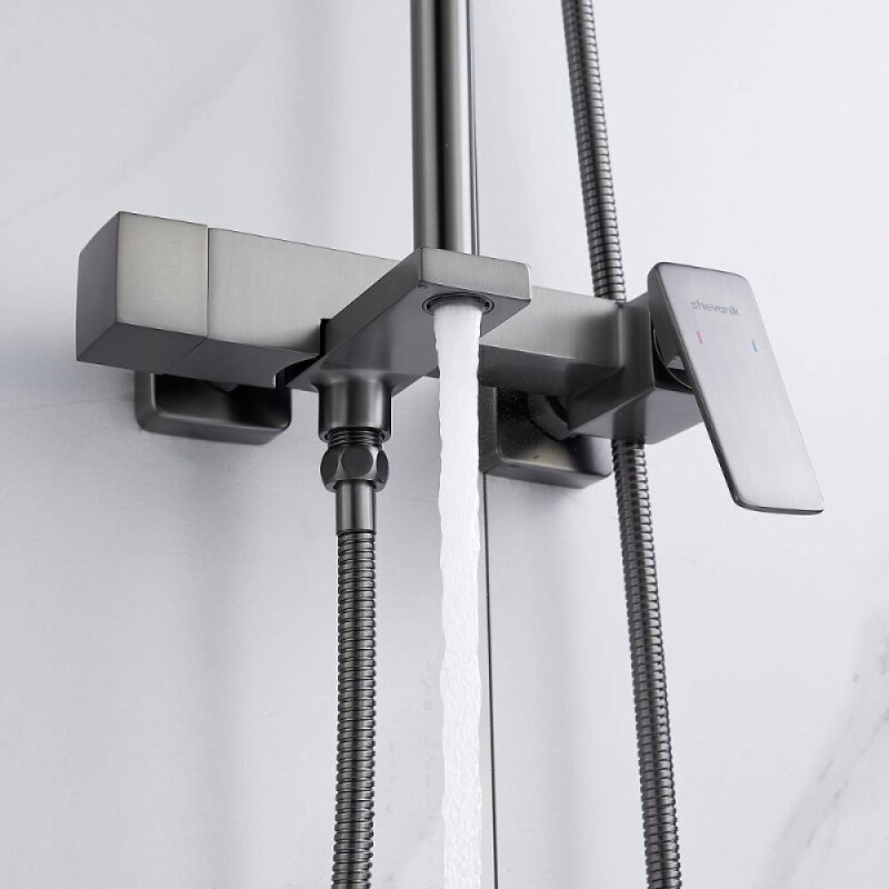 Душевая система Shevanik S8936T, цвет вороненая сталь, gunmetal