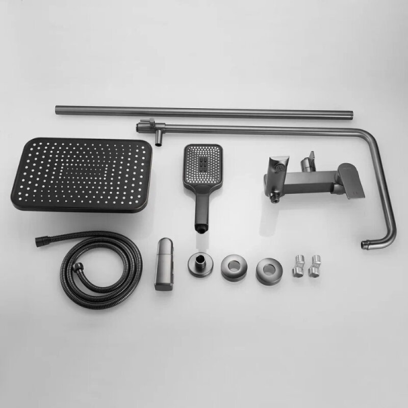 Душевая система Shevanik S9136T, вороненая сталь, gunmetal