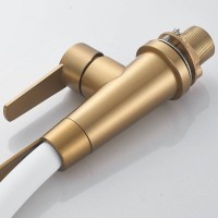 Смеситель для кухонной мойки Shevanik S943G-1, с гибким изливом, цвет золотой сатин/белый