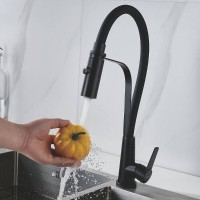 Смеситель для кухонной мойки Shevanik S943H-3, с гибким изливом, цвет черный матовый
